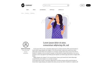 Vector singer in shadow of sharp lines style . Editable illustration Stock Illustration