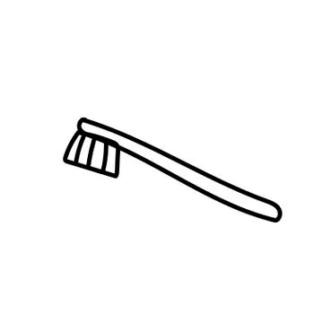 Vector single bamboo toothbrush. Ecological illustration doodle black line Stock Illustration