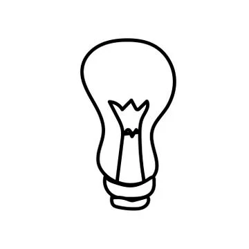 Vector single bulb. Ecological illustration doodle black line Stock Illustration