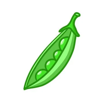 Vector Single Cartoon Green Peas Pod Stock Illustration