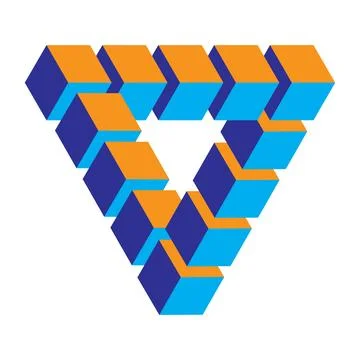 Vector single colored impossible triangle icon isolated on white background Stock Illustration