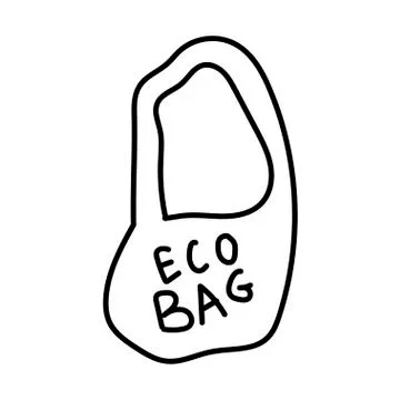 Vector single eco bag. Ecological illustration doodle black line Stock Illustration