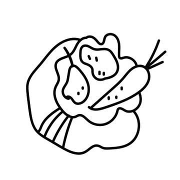 Vector single eco bag with vegetables. Ecological illustration doodle black l Stock Illustration