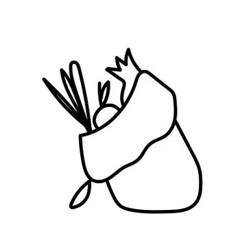 Vector single eco bag with vegetables. Ecological illustration doodle Stock Illustration