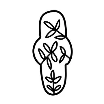 Vector single eco feminine pad. Ecological illustration doodle black line Stock Illustration