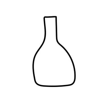 Vector single eco glass bottle. Ecological illustration doodle black line Stock Illustration