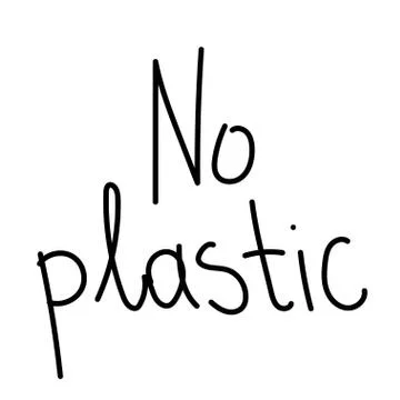 Vector single eco lettering no plastic. Ecological illustration doodle Stock Illustration