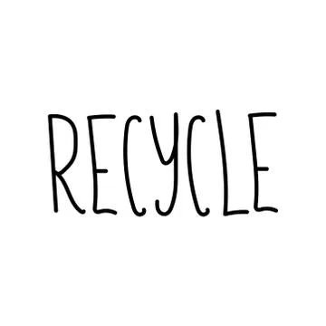 Vector single eco lettering recycle.Ecological illustration doodle black Stock Illustration