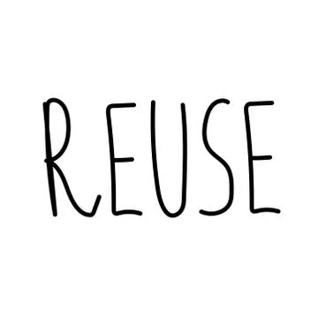 Vector single eco lettering reuse.Ecological illustration doodle Stock Illustration