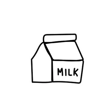 Vector single eco packing milk. Ecological illustration doodle black line Stock Illustration