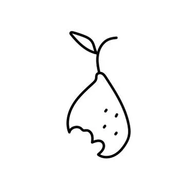 Vector single eco pear. Ecological illustration doodle black line Stock Illustration