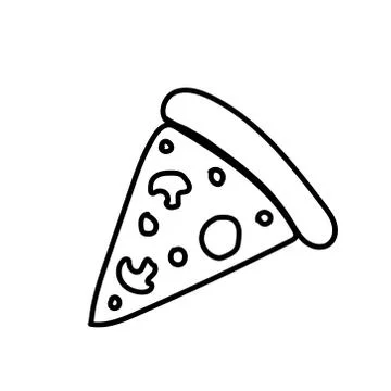 Vector single eco pizza. Ecological illustration doodle black line Stock Illustration