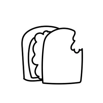 Vector single eco sandwich. Ecological illustration doodle black line Stock Illustration
