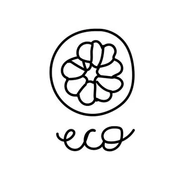 Vector single grapefruit.Ecological illustration doodle black line Stock Illustration