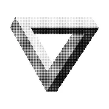 Vector single half tone impossible triangle icon isolated on white background Stock Illustration
