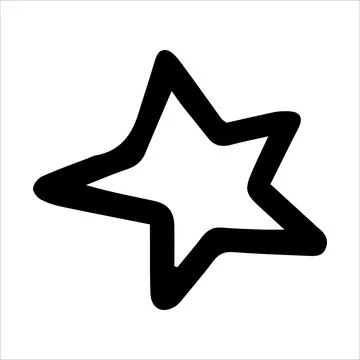 Vector single hand drawn star icon in doodle style on white background. Mini Stock Illustration