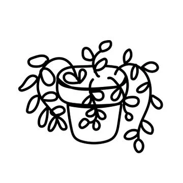 Vector single house plant. Ecological illustration doodle Stock Illustration
