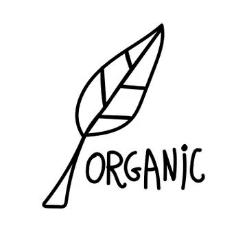 Vector single leaf of a plant. Ecological illustration doodle black line Stock Illustration