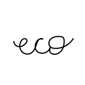 Vector single lettering eco. Ecological illustration doodle black line Stock Illustration