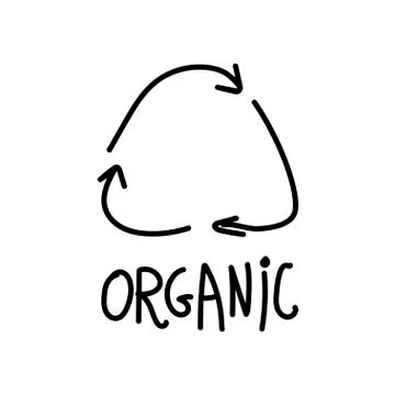 Vector single recycling sign. Ecological illustration doodle black . Stock Illustration