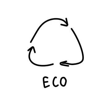 Vector single recycling sign. Ecological illustration doodle black Stock Illustration