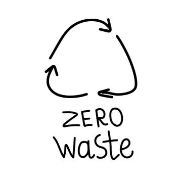 Vector single recycling sign. Ecological illustration doodle black line Stock Illustration