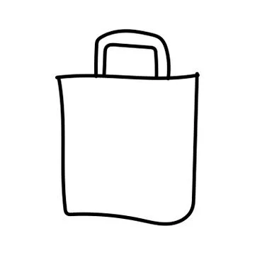 Vector single shopping bag .Ecological illustration doodle black line Stock Illustration