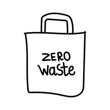 Vector single shopping bag .Ecological illustration doodle black line Stock Illustration