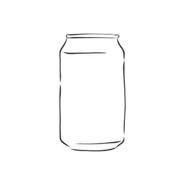 Vector Single Sketch Blank Beer Can on Isolated Stock Illustration
