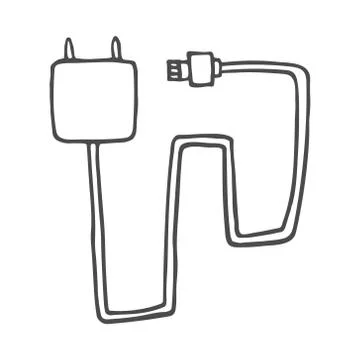 Vector Single Sketch Charger for Mobile Phones Stock Illustration