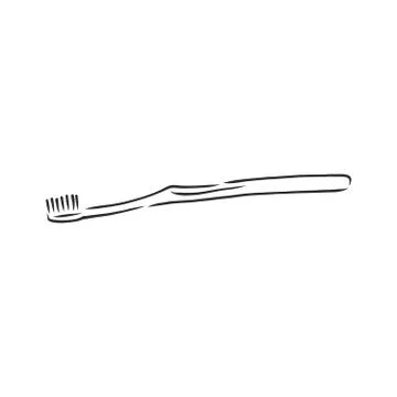 Vector Single Sketch Illustration - Plastic Toothbrush. toothbrush vector ske Stock Illustration
