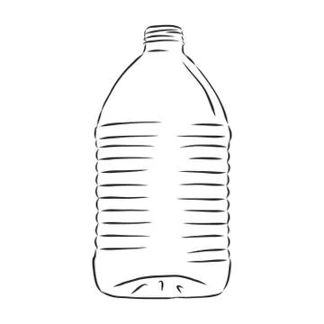 Vector Single Sketch Plastic Bottle of Water. plastic bottle, container, vect Stock Illustration