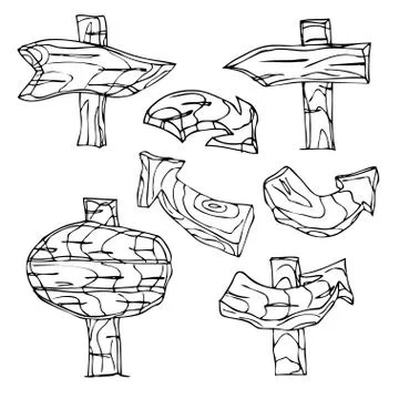 Vector Single Sketch Signpost Ilustração Stock