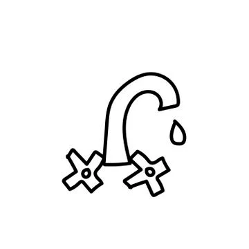 Vector single tap. Ecological illustration doodle black line Stock Illustration