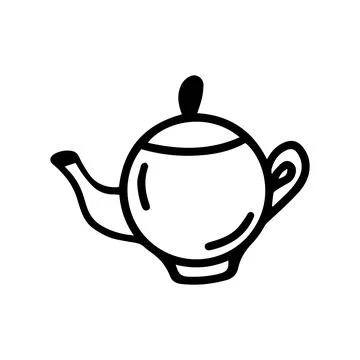 Vector Single teapot, coffee pot or stew pan for kitchen. Funny and cute Stock Illustration