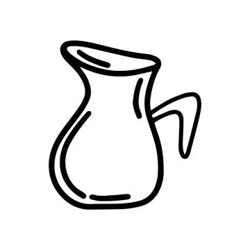 Vector Single teapot, coffee pot, stew pan or jug for kitchen. Funny, cute Stock Illustration