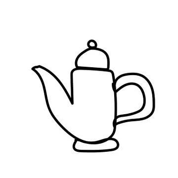 Vector single teapot. Ecological illustration doodle black line Stock Illustration