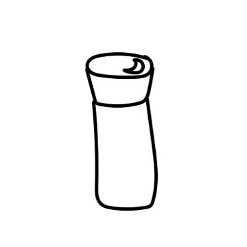 Vector single thermos. Ecological illustration doodle black line Stock Illustration