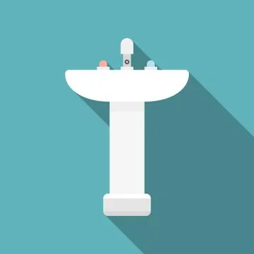 Vector sink, flat design with long shadow Stock Illustration