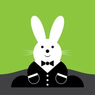 Vector sitting smiling Easter bunny with suit Stock Illustration