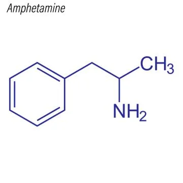Vector Skeletal formula of Amphetamine. Drug chemical molecule. Stock Illustration