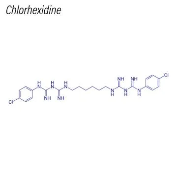 Vector Skeletal formula of Chlorhexidine. Antimicrobial chemical molecule. Stock Illustration