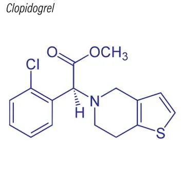 Vector Skeletal formula of Clopidogrel. Drug chemical molecule. Stock Illustration