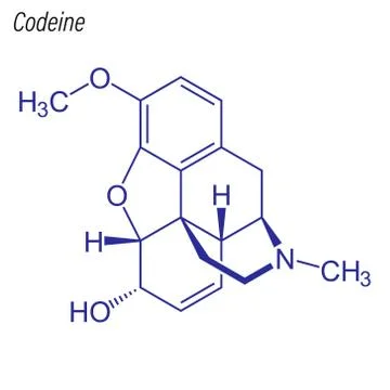 Vector Skeletal formula of Codeine. Drug chemical molecule. Stock Illustration