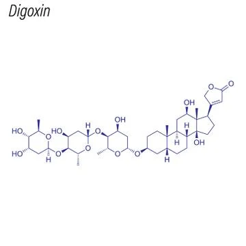Vector Skeletal formula of Digoxin. Drug chemical molecule. Stock Illustration