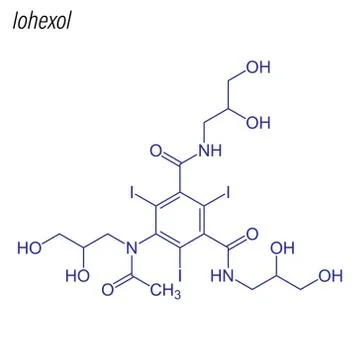 Vector Skeletal formula of Iohexol. Drug chemical molecule. Stock Illustration