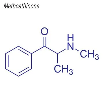 Vector Skeletal formula of Methcathinone. Drug chemical molecule. Stock Illustration