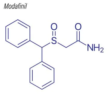 Vector Skeletal formula of Modafinil. Drug chemical molecule. Stock Illustration