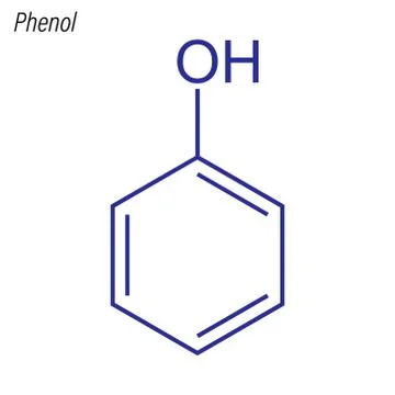 Vector Skeletal formula of Phenol. Antimicrobial chemical molecule. Stock Illustration