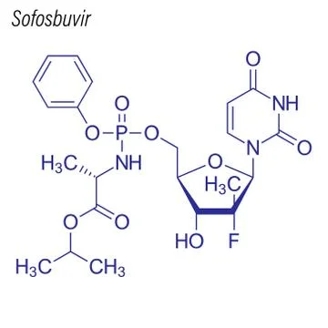 Vector Skeletal formula of Sofosbuvir. Drug chemical molecule. イラスト素材